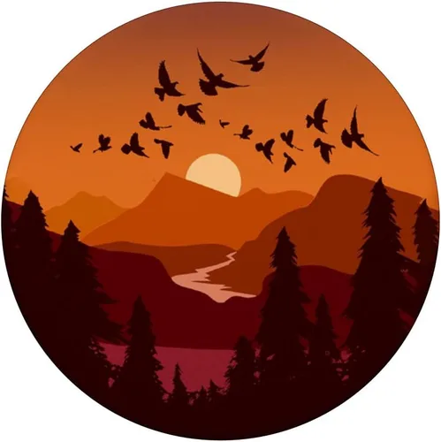 Vista 3 de Orange Sunset Mountains Landscape Birds Beautiful PopGrip intercambiable PopSockets de paisajes