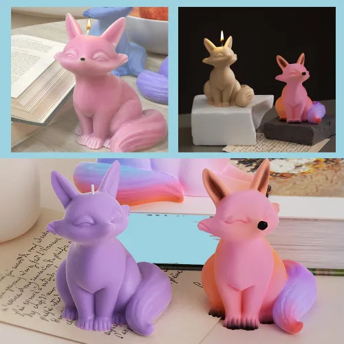 Vista 4 de 6 moldes de resina de animales, alpaca, bulldog, zorro, gato, oso y pulpo, 3D realistas para resina epoxi, molde de exhibición único