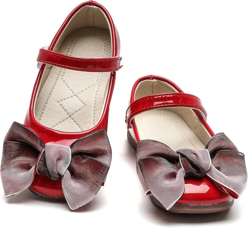 Vista 5 de Komfyea Zapatos de vestir planos de ballet con lazo para niña pequeña