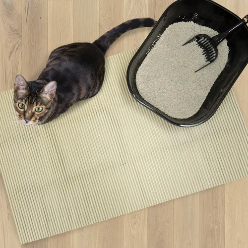 Vista 4 de Fresh Kitty Alfombrilla de espuma extragrande duradera, libre de BPA y ftalatos, resistente al agua, atrapa la arena de la caja, control