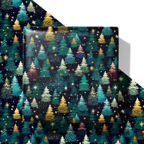 Vista 10 de SaringSwoon Papel de regalo de pato de Navidad, divertido envoltorio de regalo de Navidad con sombreros de Papá Noel, bastones de caramelo, patos