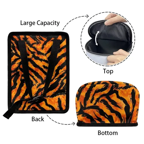 Vista 7 de Renewold Bote de basura para automóvil, con estampado de tigre y animales, ajustable, portátil, con tapa, para SUV, camioneta, sedán, camión, bolsa