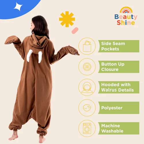 Vista 5 de Beauty Shine Unisex Adult Onesie Pajamas, Cartoon Costume Halloween Christmas Sleepwear Jumpsuit Plush Cosplay