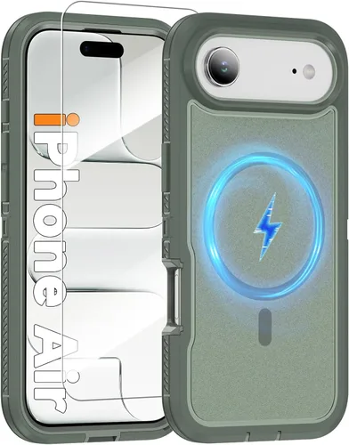 Vista 39 de Funda magnética para iPhone 13/iPhone 14 [compatible con Magsafe] [protector de pantalla de vidrio] [protección de grado militar de doble capa]