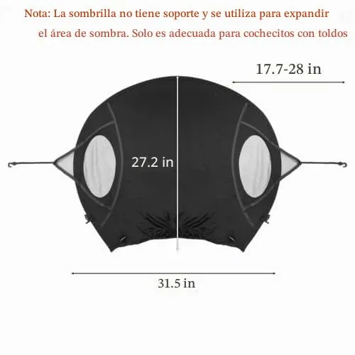 Vista 6 de Parasol universal para cochecitos, cubierta de protección UV transpirable, ajustable, parasol para cochecito de verano, accesorios para cochecito