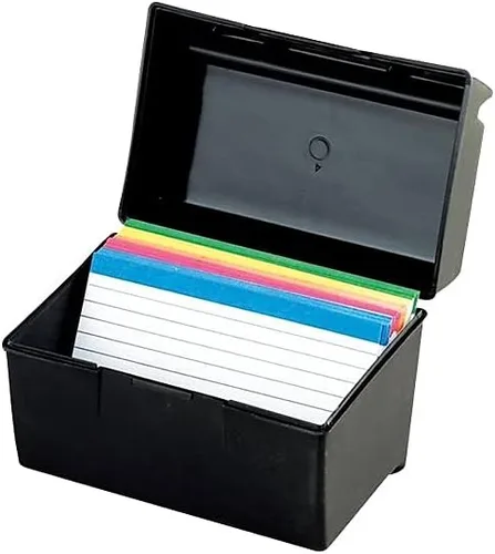 Vista 2 de Oxford Caja de tarjetas de índice de plástico, 4 x 6 pulgadas, capacidad de 400 tarjetas, negro (01461)