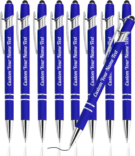 Vista 126 de Bolígrafo personalizado, 1 unidad, bolígrafo personalizado con logotipo de mensaje de nombre comercial grabado, lápiz digital de tinta negra suave