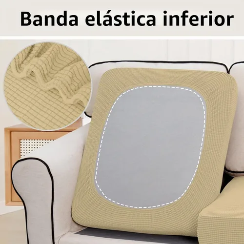 Vista 4 de Easy-Going - Funda de cojín elástica individual para sofá biplaza, sillón, funda de cojín protectora, suave, flexible con parte inferior elástica
