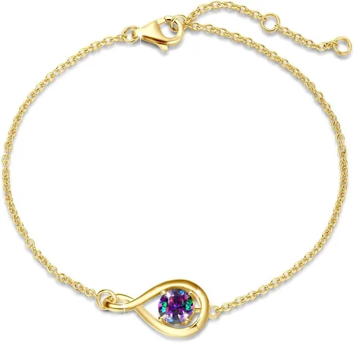 Vista 24 de FANCIME 925 Sterling Silver Infinity Birthstone Bracelets for Women abr-04