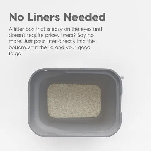Vista 5 de IRIS USA - Caja de arena higiénica cuadrada para gatos, bandeja grande para gatos con tapa de captura de partículas de arena, menos residuos