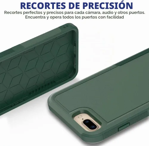 Vista 5 de Funda protectora para iPhone 8 Plus, iPhone 7 Plus de 5.5 pulgadas, a prueba de golpes, resistente y duradera, color verde