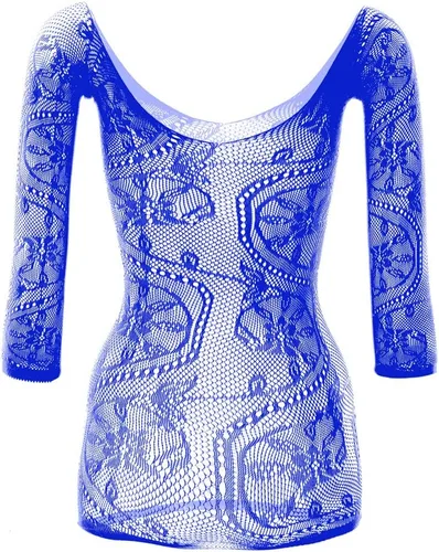 Vista 2 de Lencería de mujer Rainbow Fishnet Babydoll Halter Stretch Chemise Mini vestido talla única