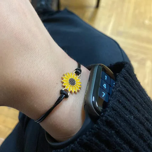 Vista 3 de Pulsera tobillera con diseño de girasol, pulsera ajustable de amistad con diseño de girasol, el mejor regalo para mejores amigos, pareja, familia