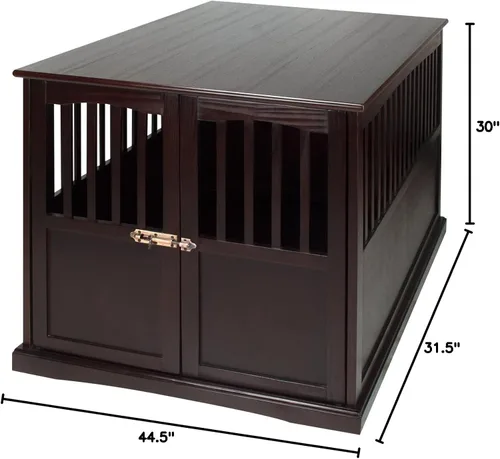 Vista 6 de Muebles de madera XL Pet Crate Espresso Madera maciza Mesa auxiliar Kennel Consule Decor