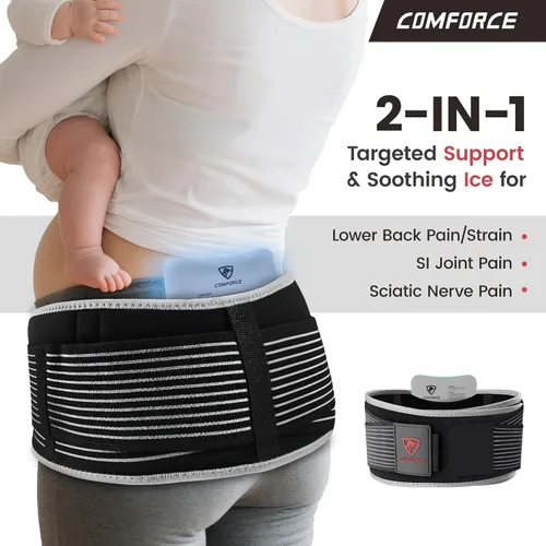 Vista 2 de Cinturón ancho SI con bolsa de hielo, el cinturón de articulaciones Comfort SI alivia el dolor de ciática y cadera Extra-wide Belt Prevents