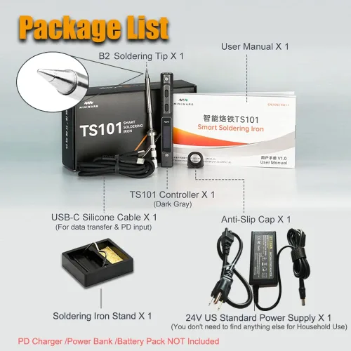 Vista 6 de Kit de estación de soldador original TS101 de UY CHAN, actualizado de TS100, DC 65W, PD 45W, mini soldador eléctrico portátil inteligente