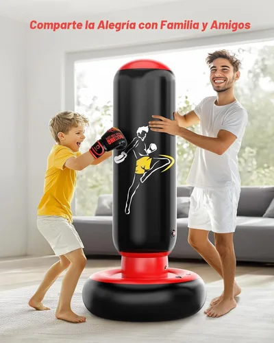 Vista 5 de QPAU Kids Punching Bag Toy with Boxing Gloves, 66 Inch Larger Stable Kids Inflatable Boxing Bag Set, Gifts for Boys & Girls Age 6-12, for Practicing