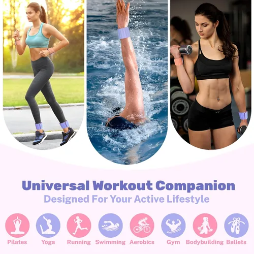 Vista 4 de Magnetic Ankle Weights for Women & Men, Adjustable Silicone Wrist Weights Bracelet Set, Stackable Wrist and Ankle Weights 1 Pair 2 Lbs, Weighted
