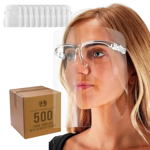 Vista 10 de TCP Global Salon World - Protectores faciales completos con marcos de gafas (paquete de 10), ultra transparentes para proteger los ojos, la nariz