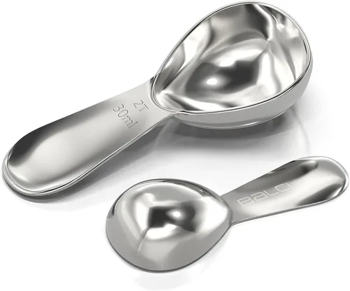 Vista 4 de BALCI - Juego de cuchara medidora de acero inoxidable para café (1 y 2 cucharadas, 15ml y 30ml) Cucharas medidoras exactas para café, té, azúcar