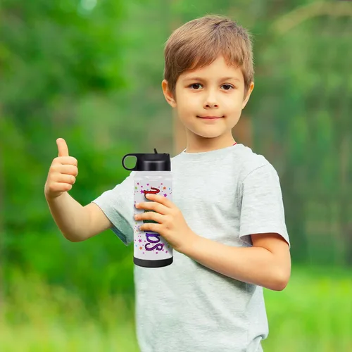 Vista 6 de Cuptify Botella de agua personalizada de unicornio con tapa y funda protectora de silicona, regalo personalizado para niñas que creen en la magia