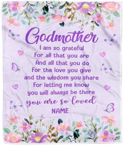 Vista 13 de Manta personalizada con texto en inglés «To My Godmother from Goddaughter Godson Thank You for Being My Godmother», para Día de la Madre