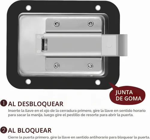 Vista 5 de WINOMO Cerradura de puerta de remolque RV de acero inoxidable, pestillo de paleta de bloqueo resistente con llave para caja de herramientas, RV