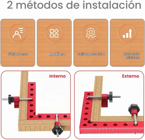 Vista 7 de Abrazaderas de esquina para carpintería, paquete de 4 abrazaderas de ángulo recto de 90 grados, cuadrados de sujeción de aluminio de 5.5 pulgadas
