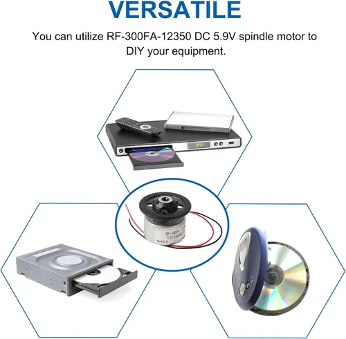 Vista 7 de uxcell Metal RF-300FA-12350 DC 5.9V Husillo DVD Micro Motor, 0.9 x 0.5 in para reproductor de DVD CD, 1 PC Plata Negro