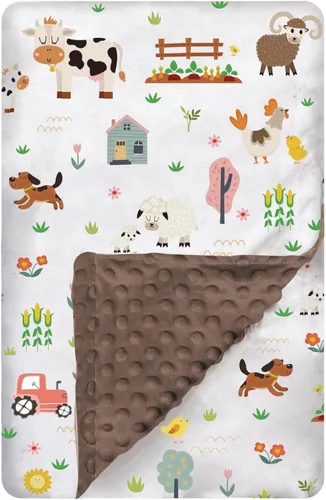 Vista 7 de Manta Bee Minky - Felpa suave de doble capa, de recién nacido a niño pequeño, respaldo con puntos, regalos para baby shower (30 x 40 pulgadas)