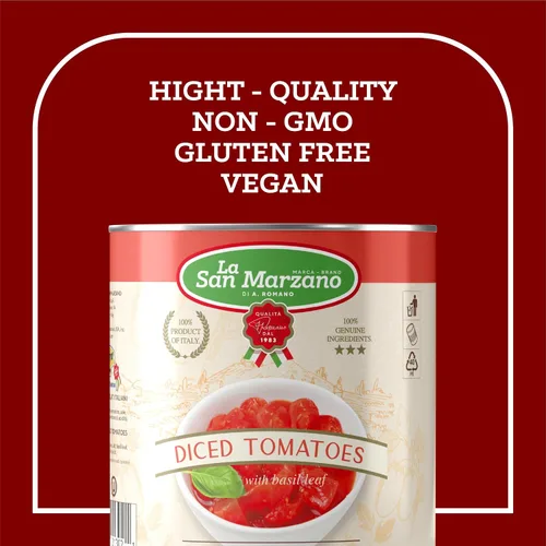 Vista 4 de La San Marzano - Tomates triturados picados en cubitos italianos de 28 onzas (paquete de 6) Estilo italiano, empaquetado en la región de San