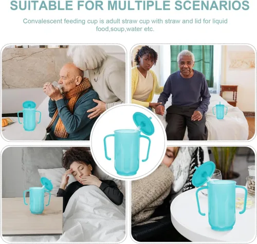 Vista 9 de EXCEART Tazas antiderrames con asas para pacientes discapacitados
