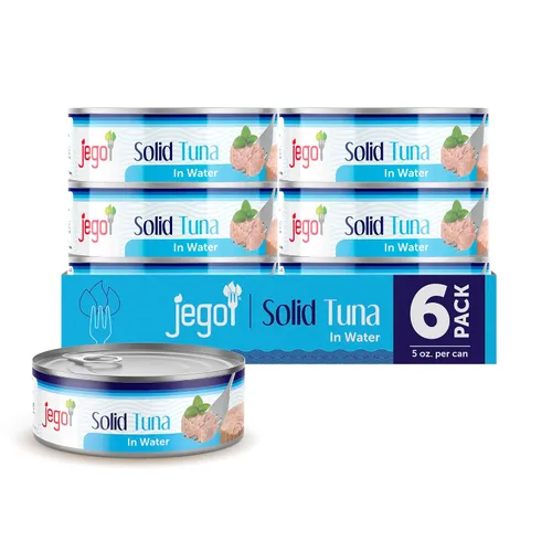 Vista 13 de Jego Atún ligero sólido en aceite de oliva Keto Bajo en carbohidratos Sin gluten Sin soja Enlatado Listo para comer Paquete de 3