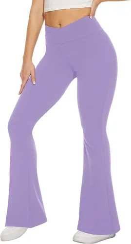 Vista 112 de TNNZEET Leggings acampanados negros para mujer, pantalones de yoga cruzados con bolsillos, corte de bota, leggings acampanados