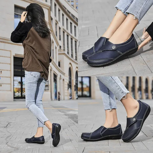Vista 5 de Geoeleph Mocasines casuales para mujer, cómodos y cómodos para caminar, mocasines de cuero para conducir