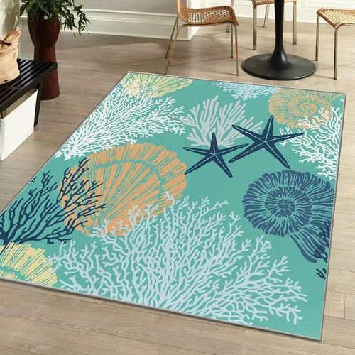 Vista 10 de Tritard Alfombra de área costera de 2 x 3 pulgadas - Pequeña alfombra plegable lavable a máquina, antideslizante, para entrada, alfombra de playa