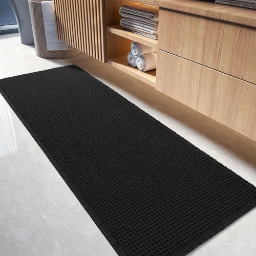 Vista 12 de Alfombra Tapete de Baño con Textura Waffle, Tapetes de Baño Súper Absorbentes Antideslizantes Ultra Suaves Lavables a Máquina, Alfombras de Baño