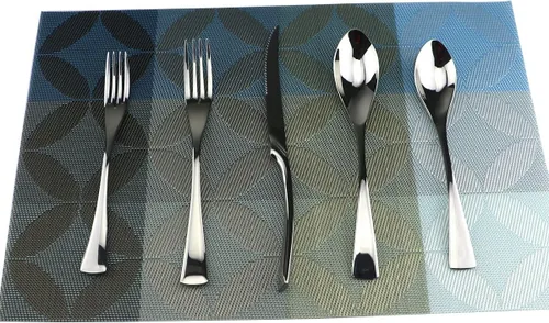 Vista 10 de Juego de cubiertos de acero inoxidable 18/10, cubiertos de cocina, juego de utensilios de cocina, cuchillo para carne, negro pulido espejo, juego