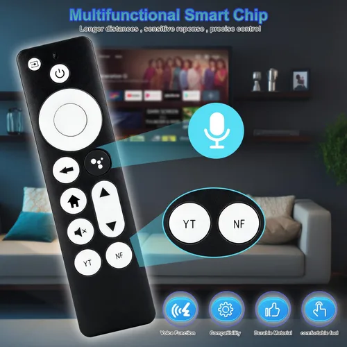Vista 3 de Mando a distancia de repuesto con asistente de voz para Chromecast con Google TV 4K/HD – Snow (modelo G9N9N) – Compatible con Google TV Streamer
