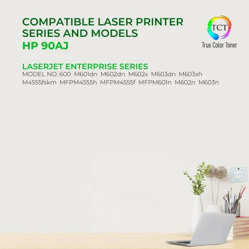 Vista 2 de TCT 90AJ - Cartucho de tóner jumbo, paquete de 2 – Repuesto compatible de alta calidad para impresoras HP 90AJ CE390AJ, negro, gigante, funciona
