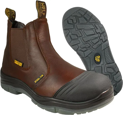Vista 10 de WOLF Work Boot 100% Genuine Upper Leather Oil, Slip, Impact, Puncture Resistant Electrical Hazards Non-Slip Rubber Sole