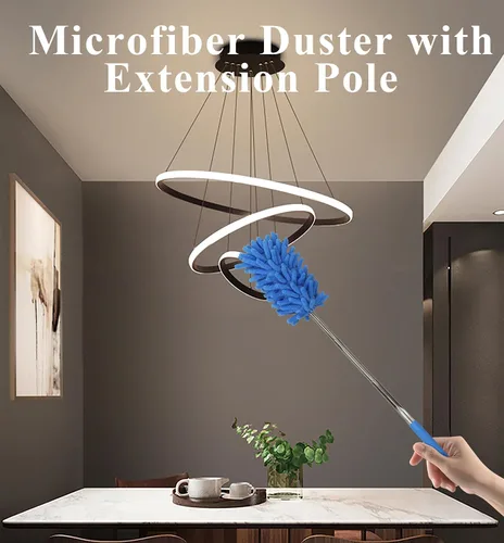Vista 6 de Plumero de microfibra, plumero de mano de microfibra, herramienta de limpieza de microfibra lavable, plumeros extensibles para limpieza de oficina