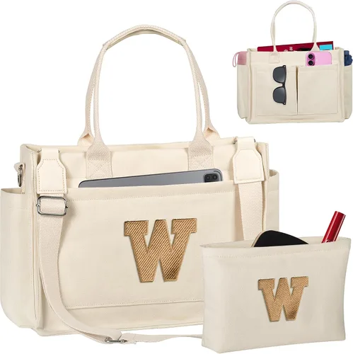 Vista 164 de Easter Basket Stuffers, Initial Tote Bag with Makeup Bag, Birthday Gifts for Women, Teen Girl Gifts Trendy Stuff