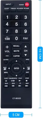 Vista 3 de CT-90325 - Control remoto de repuesto para Toshiba TV 55S41U 32E200U 32C100U1/2 32DT1U 55HT1 55G310U 19AV600U 22AV600U 22SL400U 24SL410U 26C100U