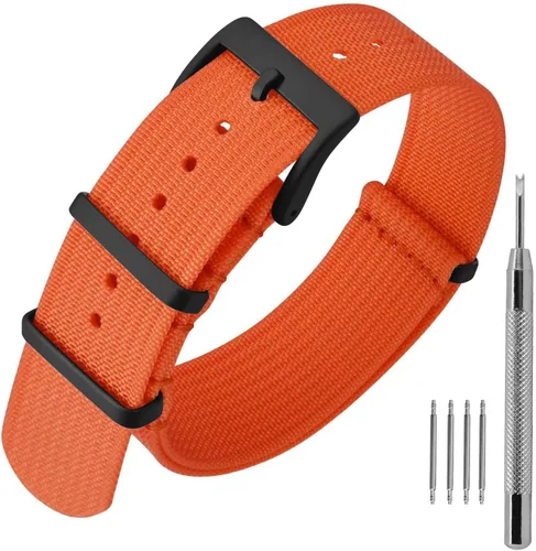Vista 12 de ANNEFIT - Correa de reloj de nailon de 16mm 18mm 20mm 22mm, correas de reloj militares impermeables de una pieza con hebilla resistente