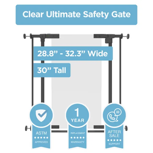 Vista 2 de Perma Child Safety Clear Ultimate Safe Step Secure Step - Puerta montada a presión con cierre automático, negro cálido, se adapta a aberturas