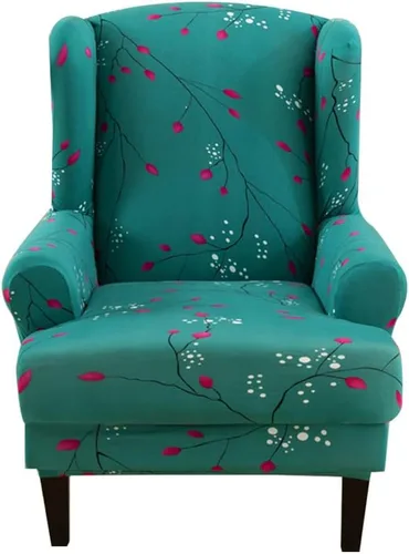 Vista 10 de Fundas para silla Wingback, 2 piezas, estilo americano, fundas elásticas para sillón de ala con parte inferior elástica, protector de muebles
