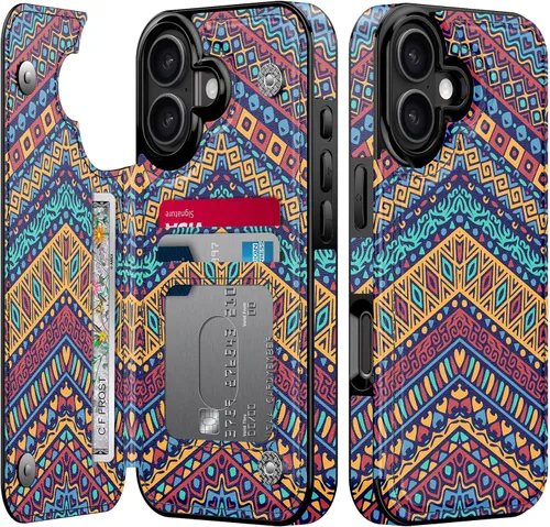 Vista 210 de LETO para iPhone 15 Pro Funda tipo cartera - Tapa tipo folio con patada - Diseños de moda - Tarjetero - Funda protectora para mujeres y niñas - 6.1