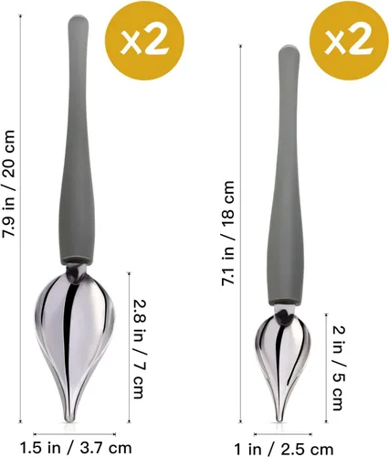Vista 3 de Angoily Juego de 4 cucharas decorativas para dibujo, cucharas de filtro de cuchara de chocolate de acero inoxidable, cuchara de lápiz de decoración