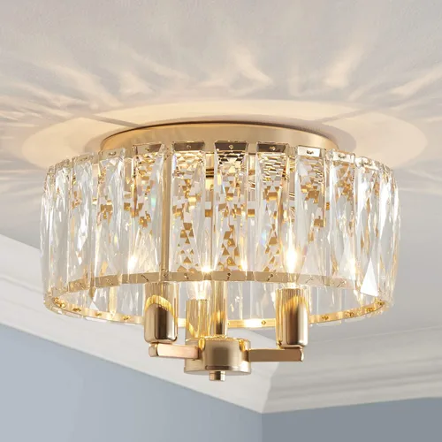 Vista 17 de AGV LIGHTING CL003F - Lámpara de techo de cristal K9, moderna lámpara de techo semiempotrada, perfecta para sala de estar, dormitorio, comedor, D13